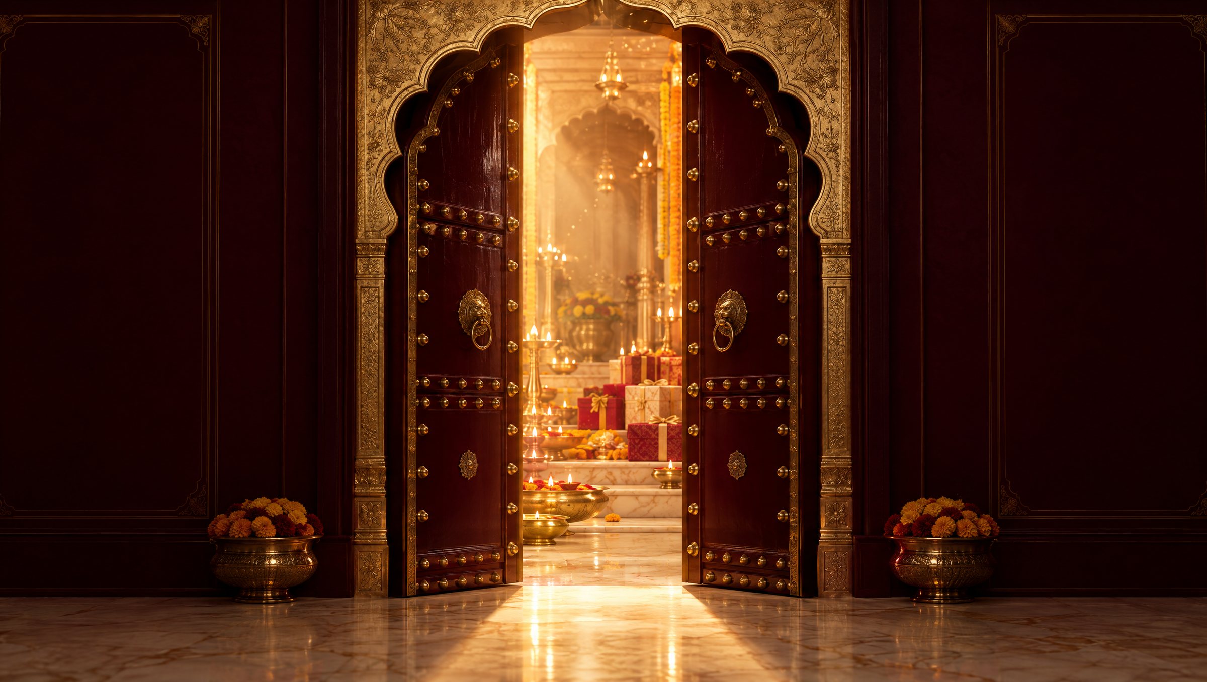 Palace doors open onto the Raajkosh treasury